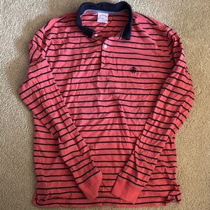 Men's Striped Polo Shirt - Pink and Navy